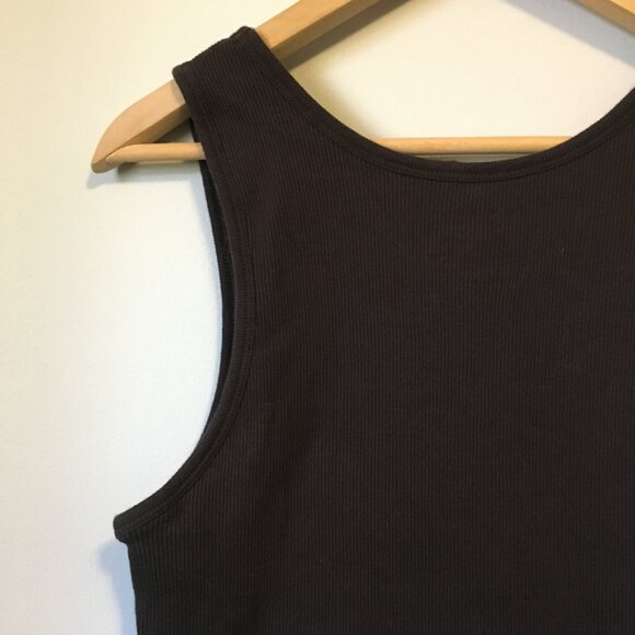 100% Cotton Dark Brown Soft Vertical Ribbed Tank Top - Picture 6 of 15